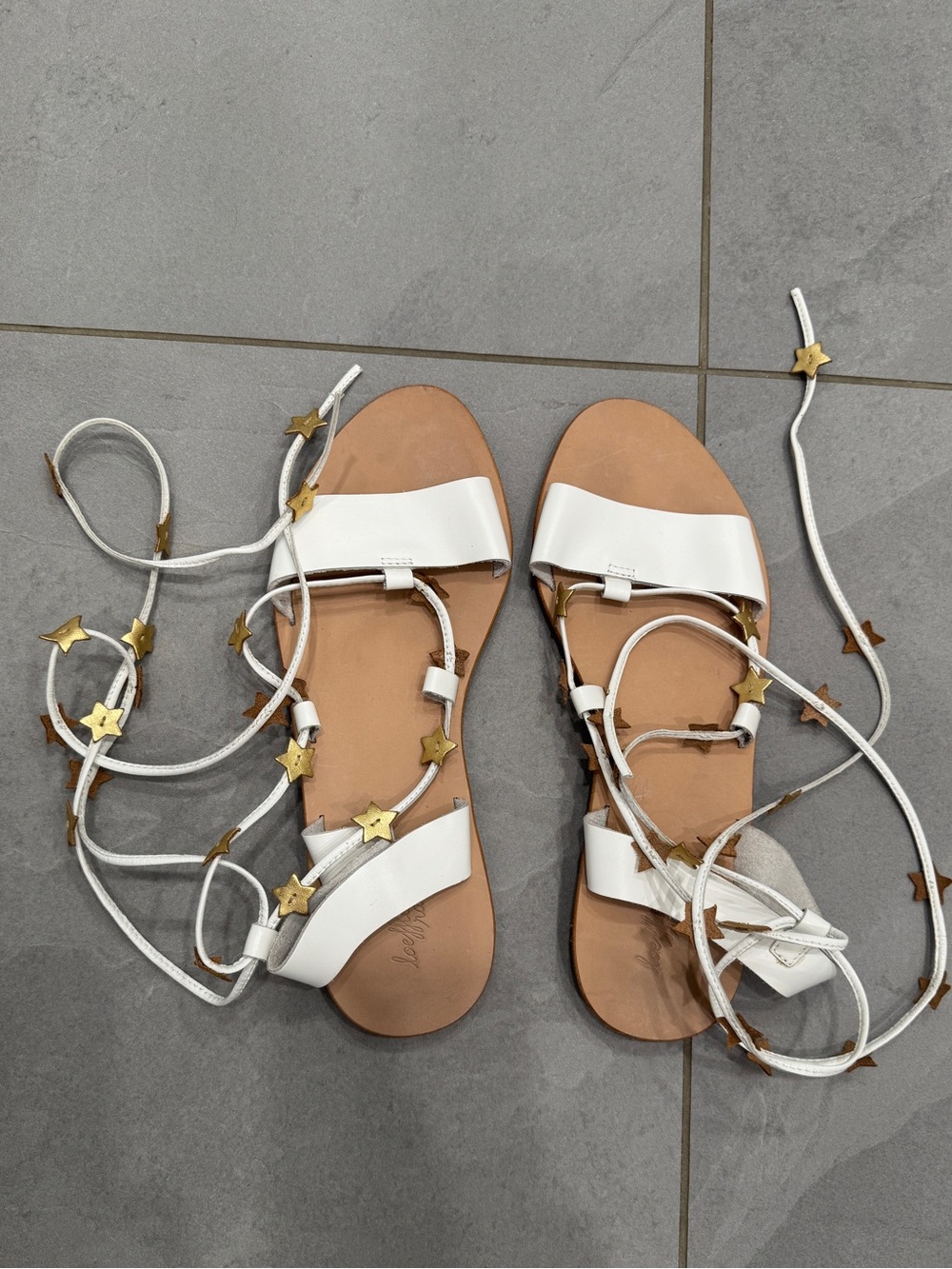 Loeffler Randall White Star-Accent Lace-Up Women’s Sandals